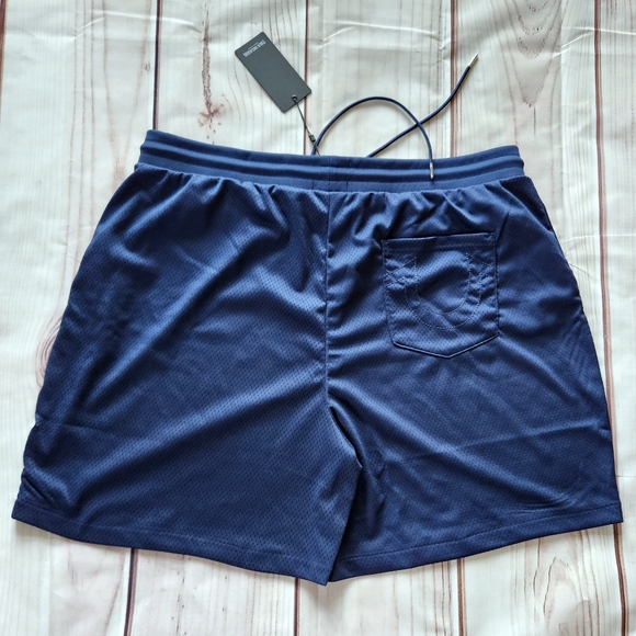NWT True Religion "Embroidered Jersey Mesh Sweat Shorts" Navy Blue | Men's 3XL - Picture 8 of 13